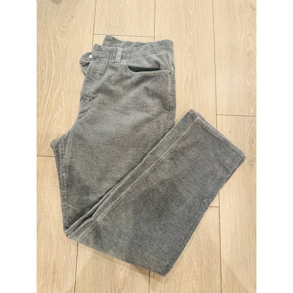 Lauren Jeans Co Corduroy Pants Gray Stretch Straight Leg Size 14